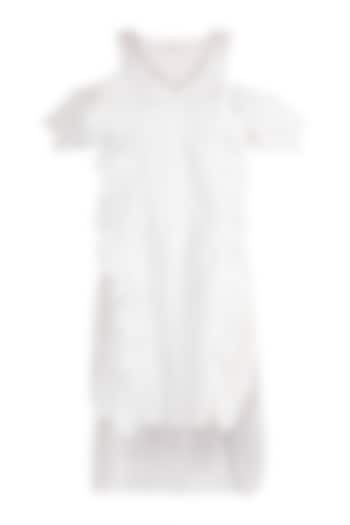 White Cold Shoulder Ruffled Dress by House of Sohn