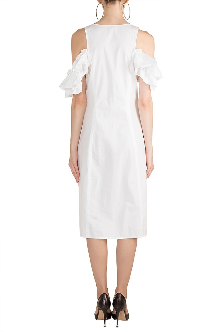 White Cold Shoulder Ruffled Summer Dress by House of Sohn at Pernia's Pop Up Shop