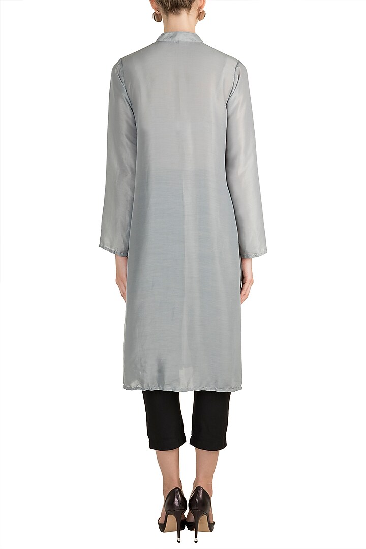 Sky Blue Chinese Collared Summer Shirt Dress by House of Sohn at Pernia's Pop Up Shop