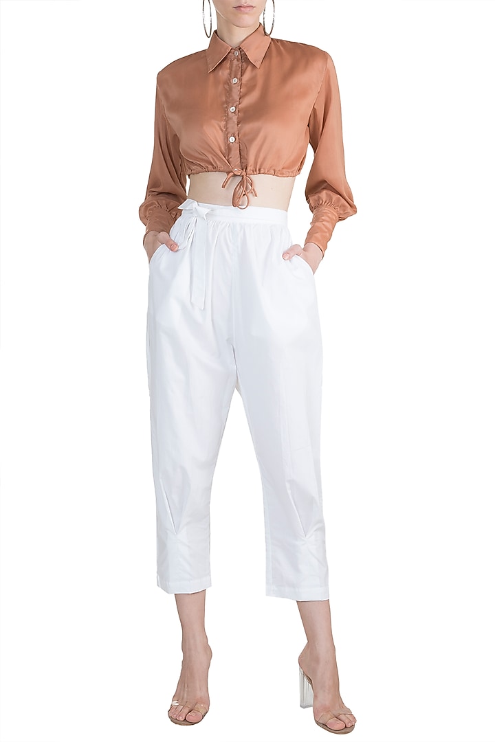 Blush Pink Drawstring Crop Top by House of Sohn at Pernia's Pop Up Shop