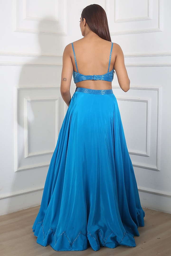 Teal Blue Wedding Lehenga Set by Harshita Singhvi at Pernia's Pop Up Shop