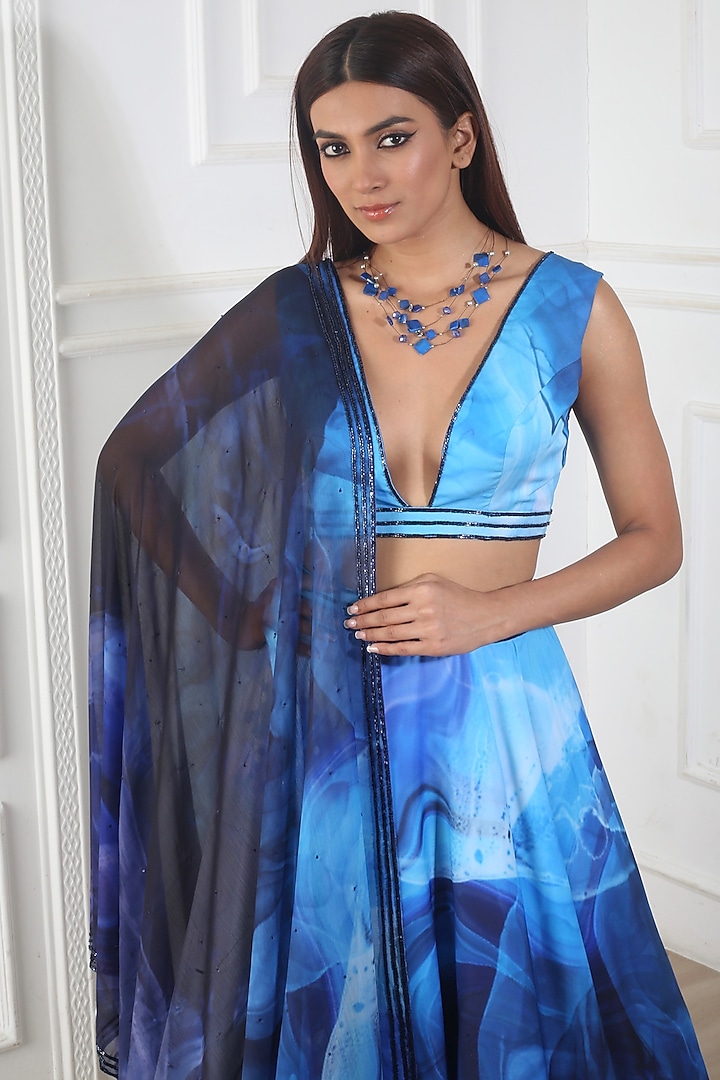 Twisted Printed Wedding Lehenga Set by Harshita Singhvi at Pernia's Pop Up Shop