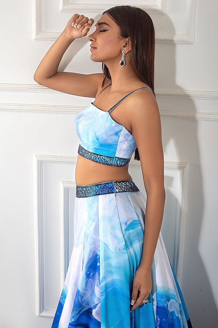 White Printed Wedding Lehenga Set by Harshita Singhvi at Pernia's Pop Up Shop