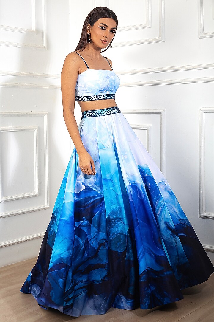 White Printed Wedding Lehenga Set by Harshita Singhvi at Pernia's Pop Up Shop