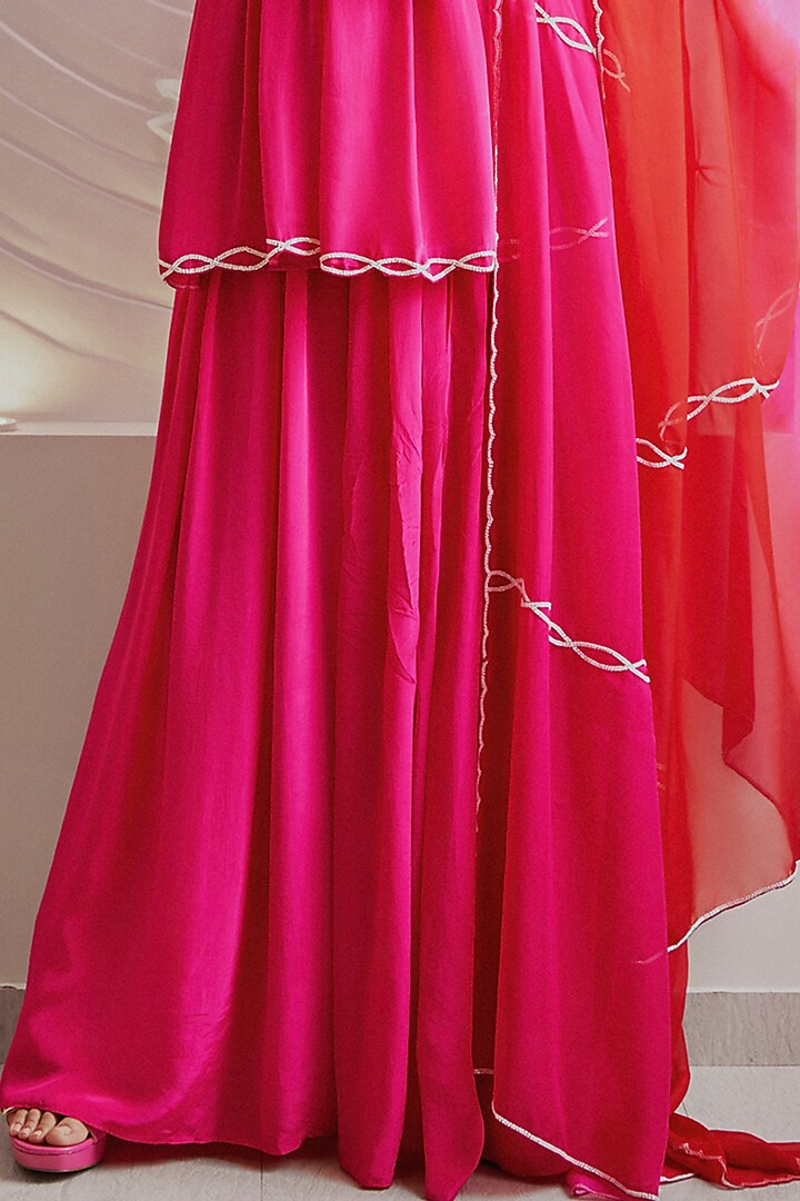 Fuchsia Pink Crepe Cutdana Embroidered Kurta Set by Harshita Singhvi at Pernia's Pop Up Shop