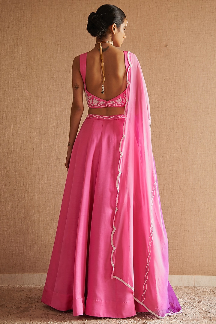 Baby Pink Silk Cutdana Embroidered Wedding Lehenga Set by Harshita Singhvi at Pernia's Pop Up Shop
