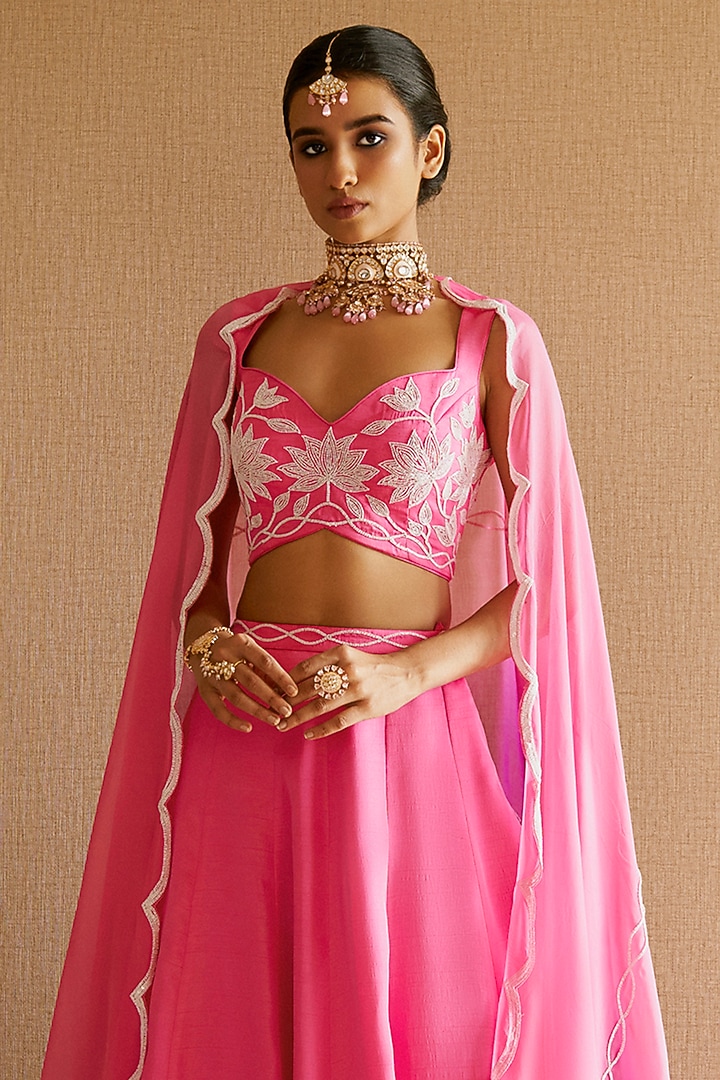 Baby Pink Silk Cutdana Embroidered Wedding Lehenga Set by Harshita Singhvi at Pernia's Pop Up Shop
