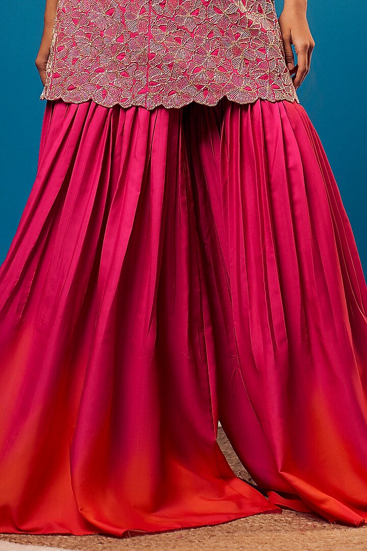 Pink French Crepe Wedding Sharara Set by Harshita Singhvi at Pernia's Pop Up Shop