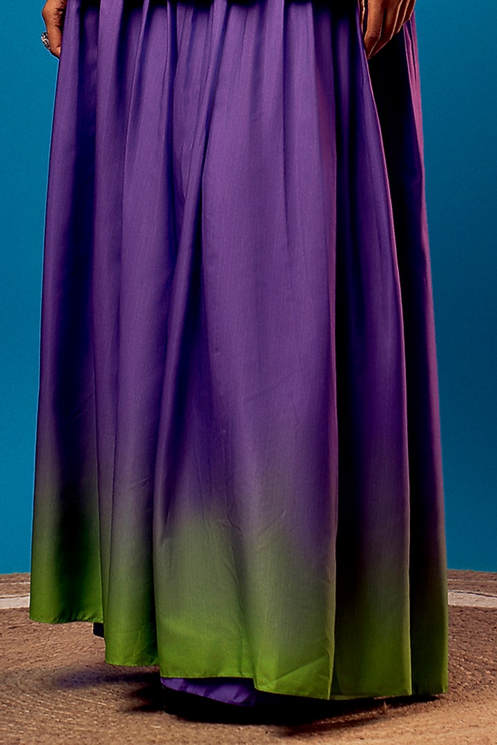 Purple French Crepe Salli Embroidered Kurta Set by Harshita Singhvi at Pernia's Pop Up Shop