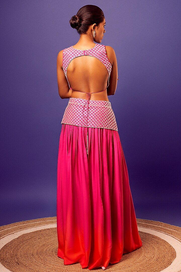 Pink French Crepe Embroidered Co-Ord Set by Harshita Singhvi at Pernia's Pop Up Shop