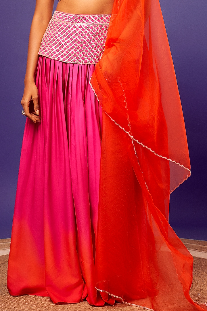Pink French Crepe Embroidered Co-Ord Set by Harshita Singhvi at Pernia's Pop Up Shop