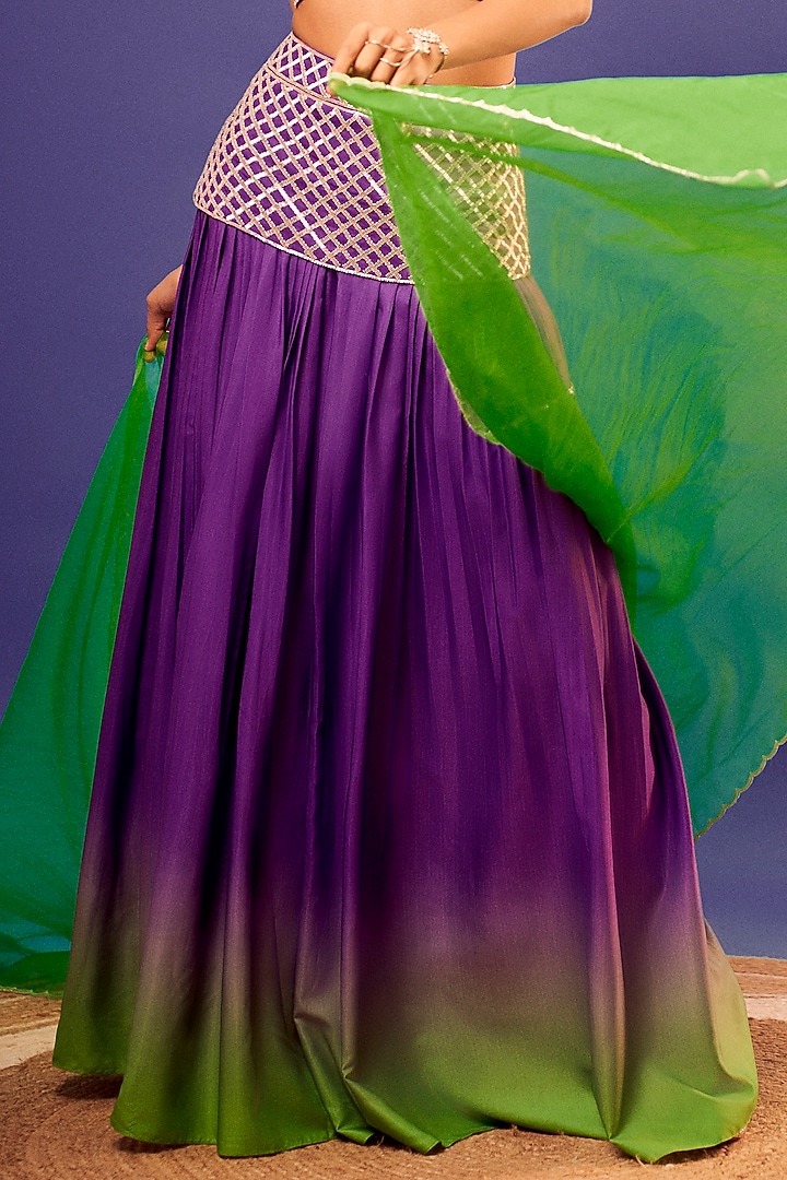 Purple French Crepe Embroidered Co-Ord Set by Harshita Singhvi at Pernia's Pop Up Shop