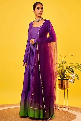 Violet colour cheap anarkali dress