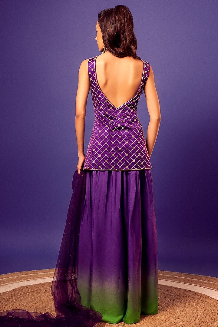 Purple Silk Sequins Work Kurta Set by Harshita Singhvi at Pernia's Pop Up Shop