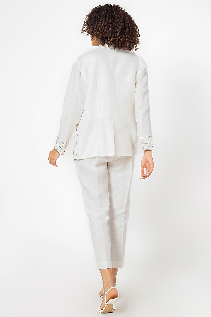 White Cotton Linen Jacket Set by House of THL at Pernia's Pop Up Shop