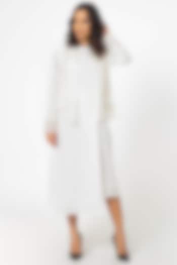 White Cotton Linen Jacket Dress by House of THL