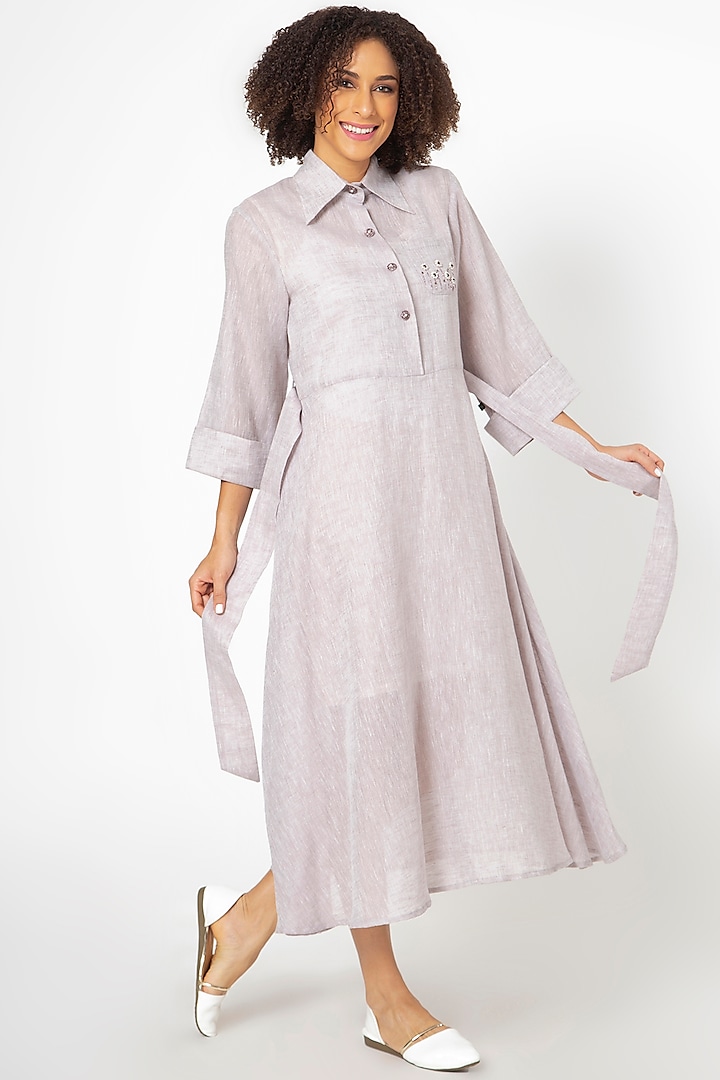 Purple Cotton Linen A-line Maxi Dress by House of THL