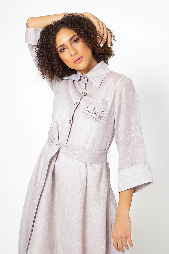 Purple Cotton Linen A-line Maxi Dress by House of THL at Pernia's Pop Up Shop