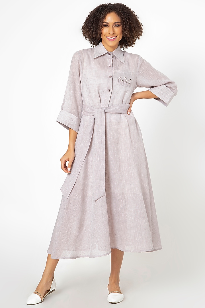 Purple Cotton Linen A-line Maxi Dress by House of THL at Pernia's Pop Up Shop
