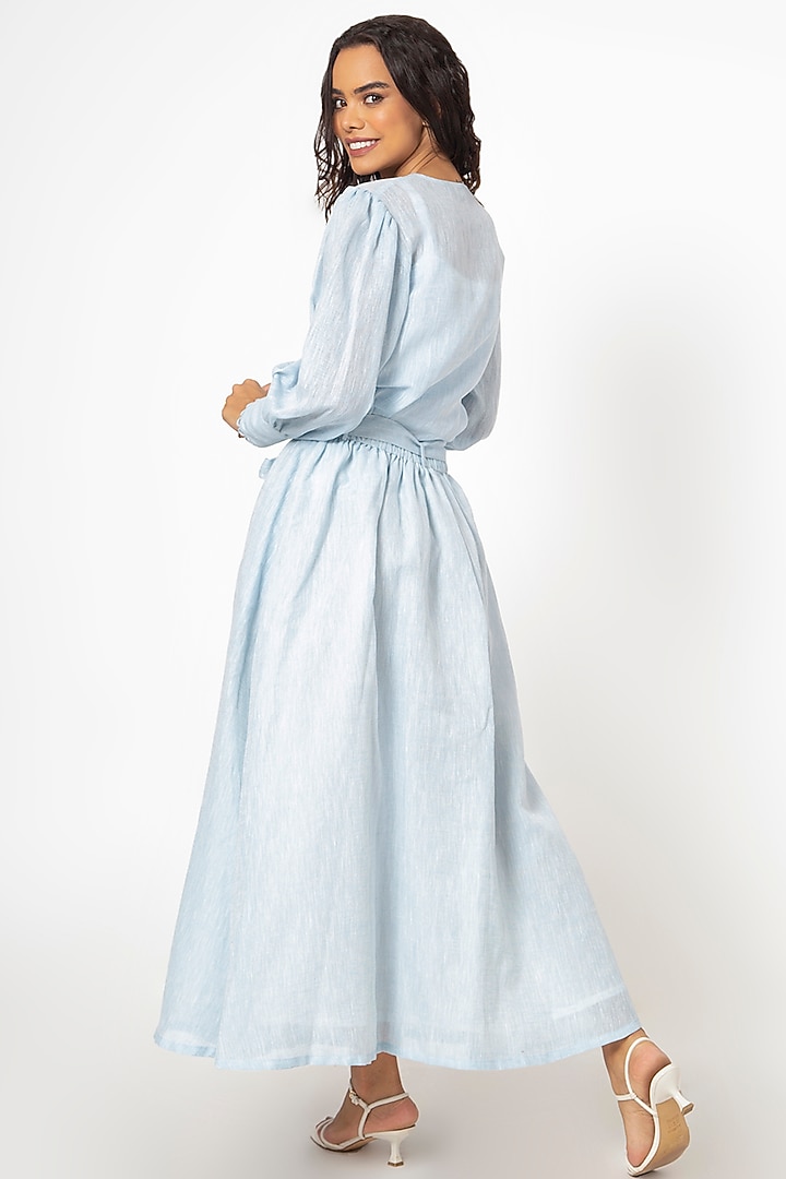 Delicate Blue Cotton Linen Co-Ord Set by House of THL at Pernia's Pop Up Shop
