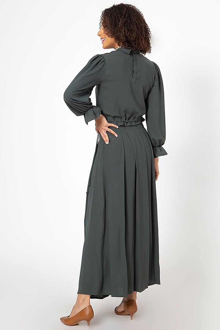 Green Cotton Blend Skirt Set by House of THL at Pernia's Pop Up Shop
