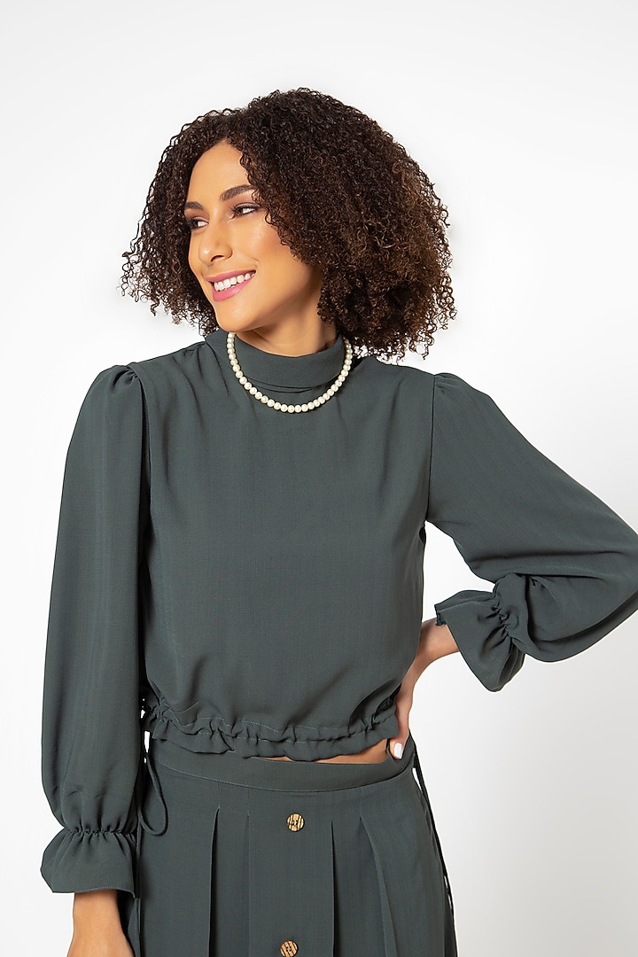 Green Cotton Blend Skirt Set by House of THL at Pernia's Pop Up Shop