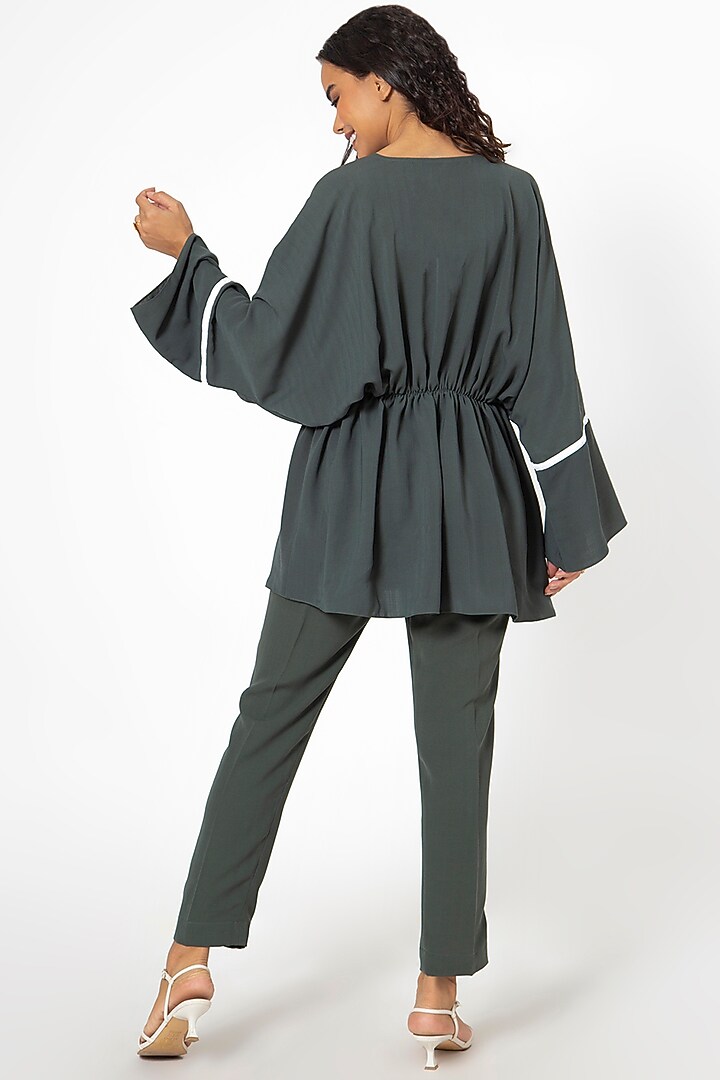 Bottle Green Cotton Blend Pant Set by House of THL at Pernia's Pop Up Shop