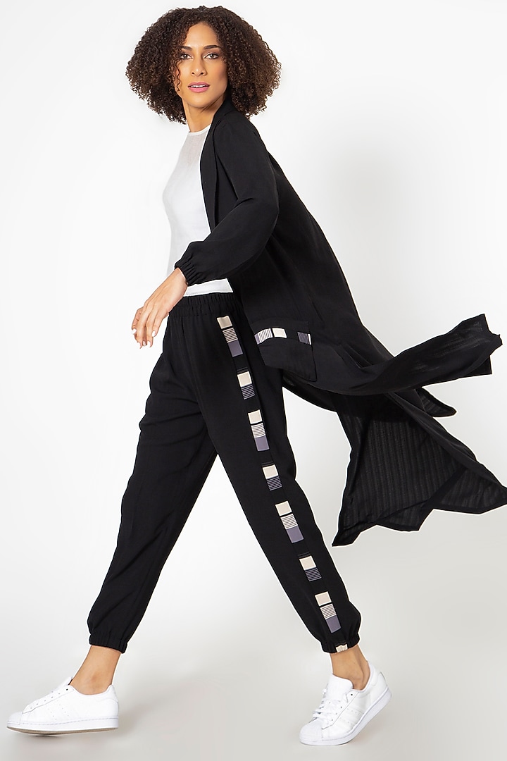 Black Cotton Blend Pant Set by House of THL at Pernia's Pop Up Shop