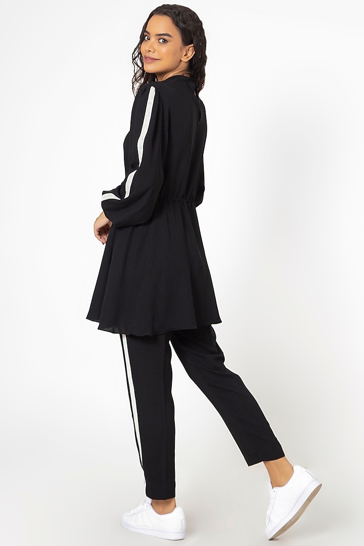 Black Cotton Blend Striped Co-Ord Set by House of THL at Pernia's Pop Up Shop