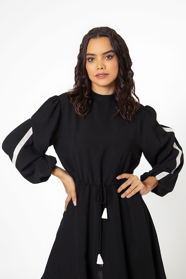 Black Cotton Blend Striped Co-Ord Set by House of THL at Pernia's Pop Up Shop