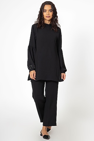 Black Cotton Blend Co-Ord Set by House of THL