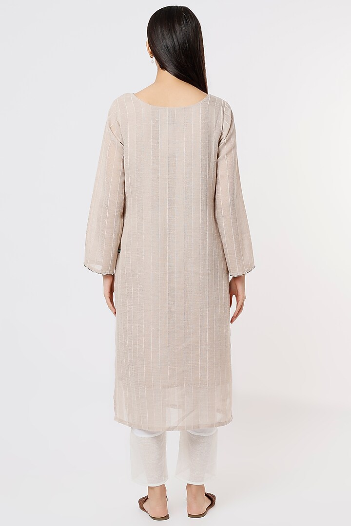 Beige Embroidered Kurta Set by House of THL at Pernia's Pop Up Shop