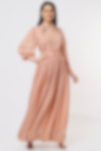 Peach Cotton Viscose Skirt Set by House of THL