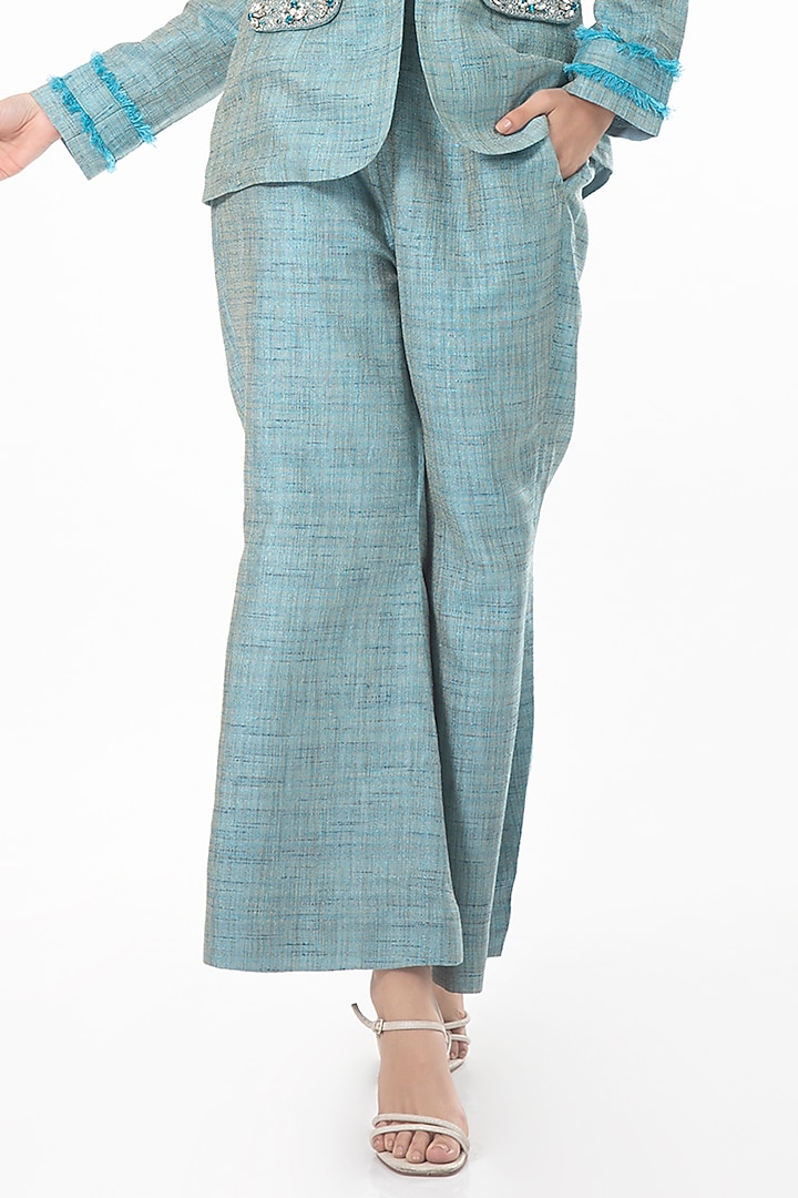 Delphinium Blue Cotton Hessian Blazer Set by House of THL at Pernia's Pop Up Shop