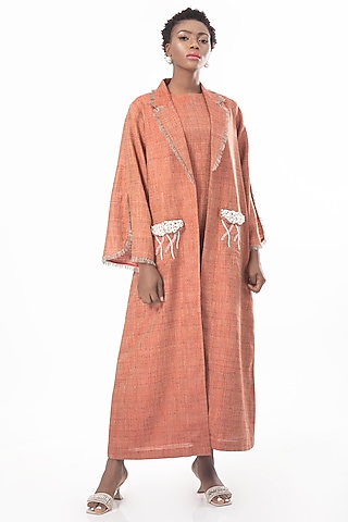 Aragon Orange Cotton Hessian Jacket Dress by House of THL