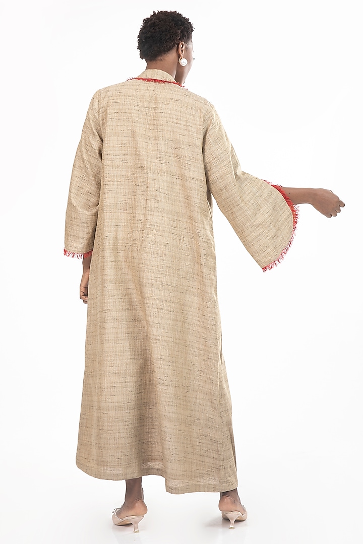 Macadamia Beige Cotton Hessian Jacket Vacation Dress by House of THL at Pernia's Pop Up Shop