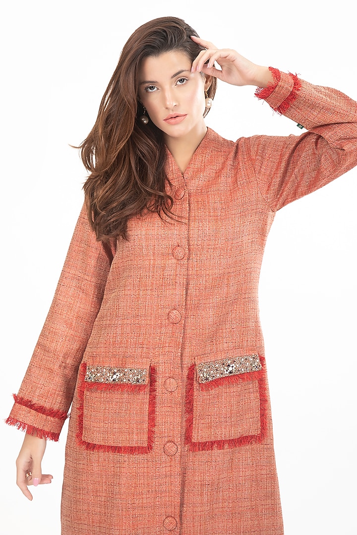Aragon Orange Embellished Jacket Vacation Dress by House of THL at Pernia's Pop Up Shop