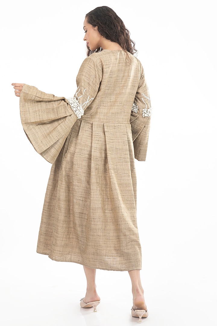 Macadamia Beige Jute Embellished Vacation Dress by House of THL at Pernia's Pop Up Shop