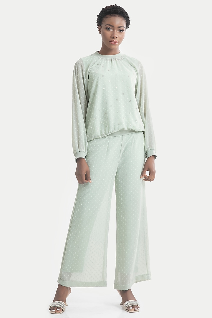 Celadon Green Embellished Co-Ord Set by House of THL at Pernia's Pop Up Shop