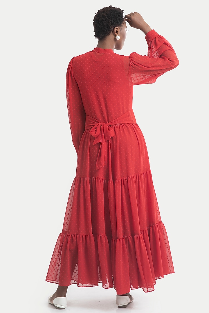 Haute Red Embroidered Maxi Vacation Dress by House of THL at Pernia's Pop Up Shop