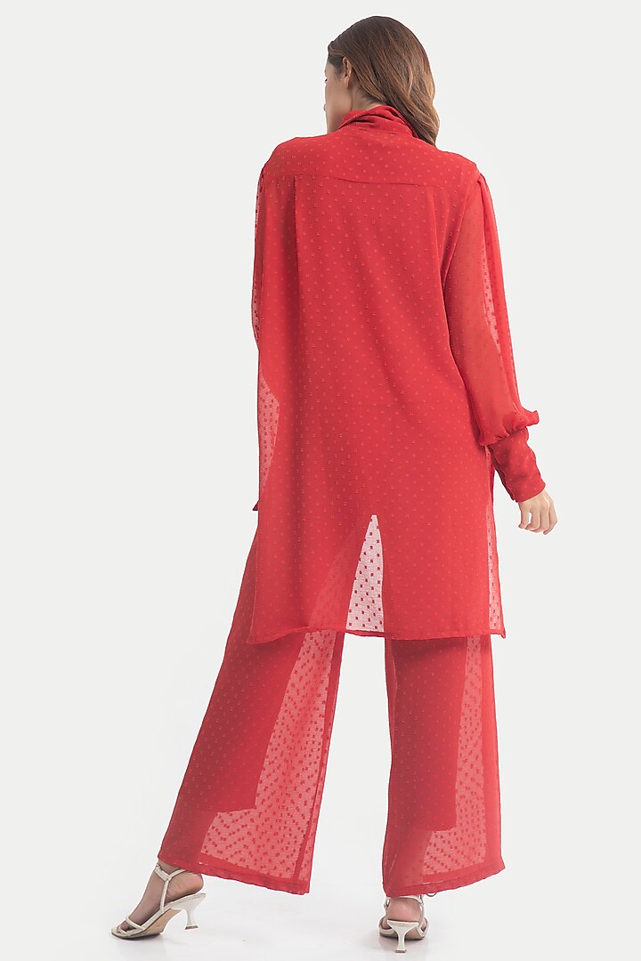 Haute Red Chiffon Pant Set by House of THL at Pernia's Pop Up Shop