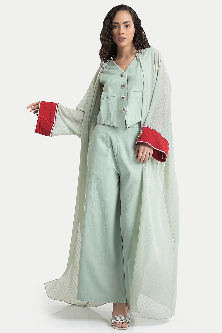 Celadon Green Chiffon Kaftan Set by House of THL