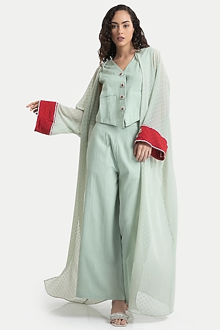 Celadon Green Chiffon Kaftan Set by House of THL