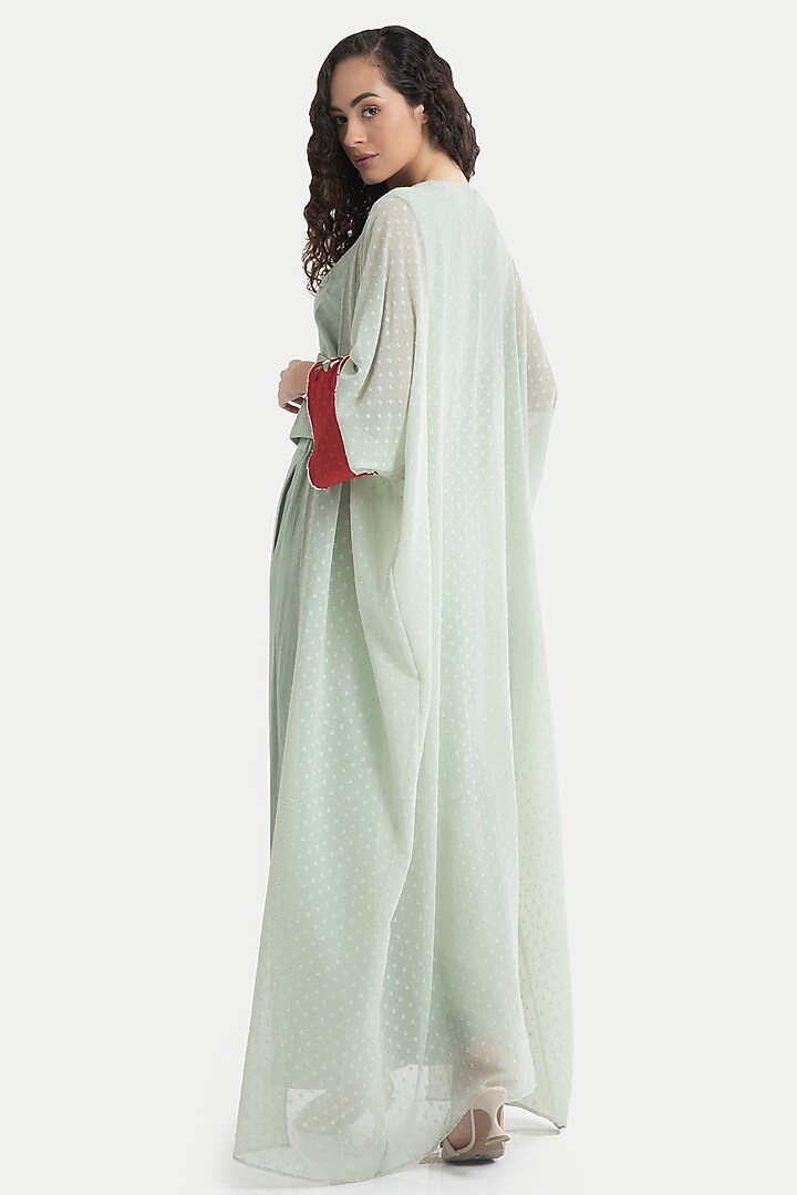 Celadon Green Chiffon Kaftan Set by House of THL at Pernia's Pop Up Shop