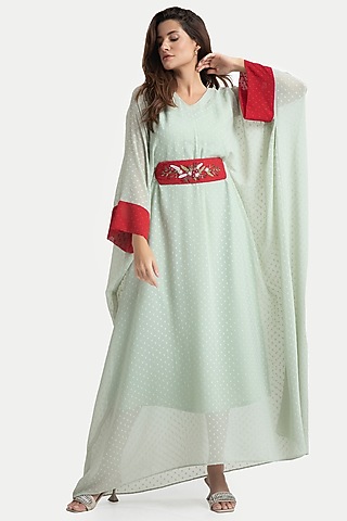 Celadon Green Chiffon Kaftan Dress by House of THL