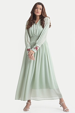 Celadon Green Chiffon Maxi Dress by House of THL