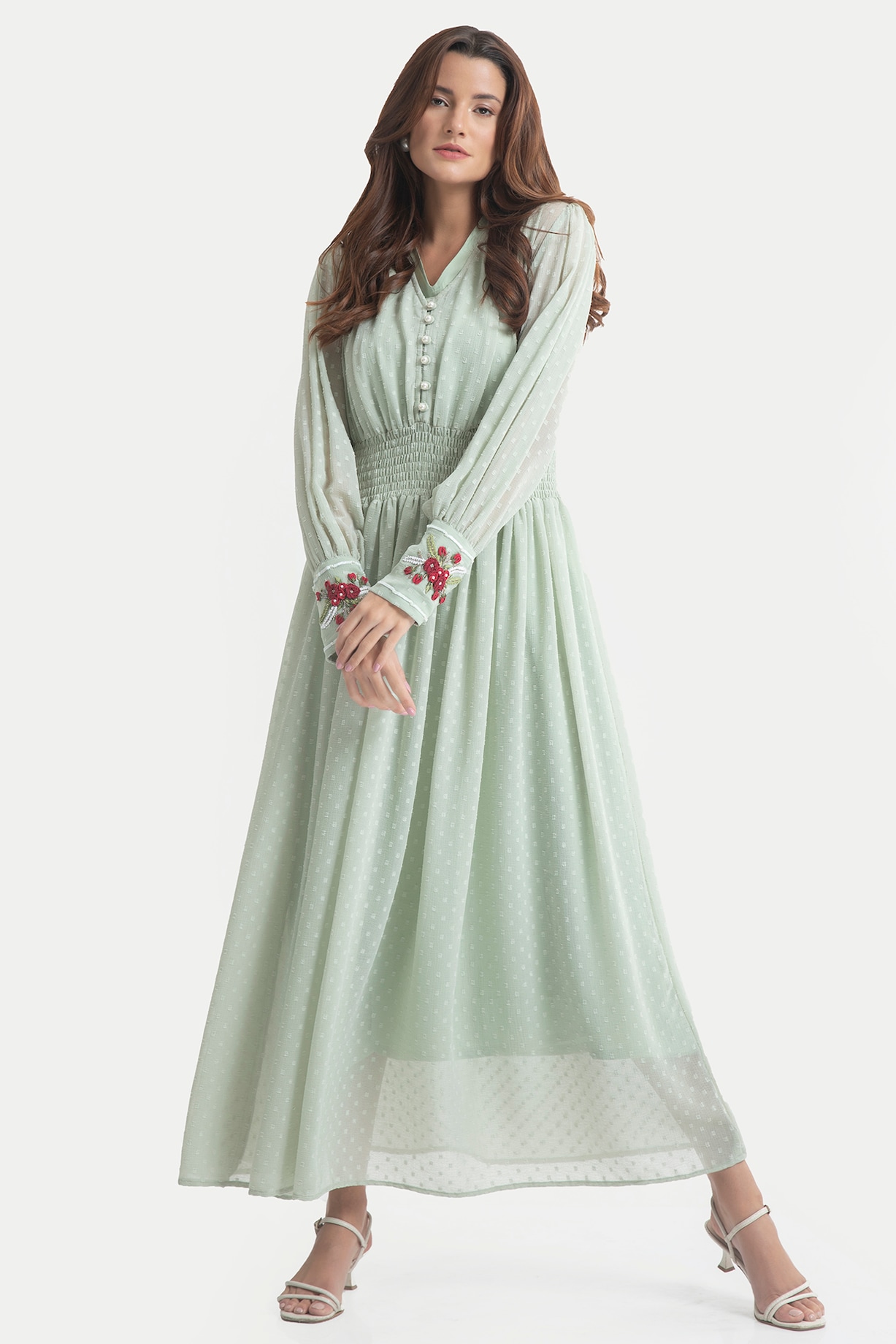 Celadon Green Chiffon Maxi Dress by House of THL at Pernia's Pop Up Shop  2026