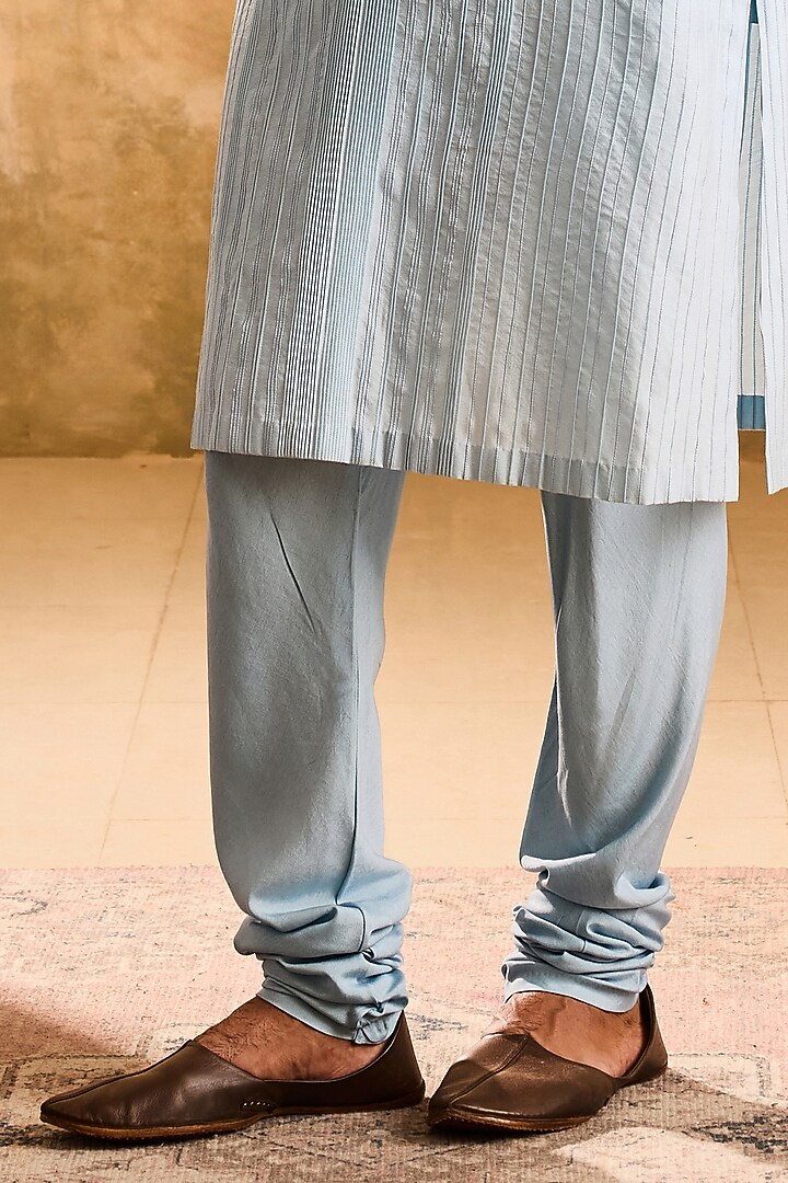 Light Blue Cotton Silk Dori Embroidered Kurta Set by NITIKA GUJRAL MEN at Pernia's Pop Up Shop