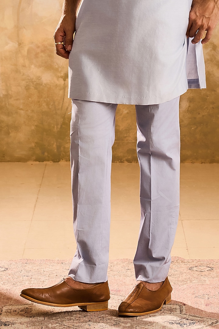 Powder Blue Chanderi Cutdana Embellished Kurta Set by NITIKA GUJRAL MEN at Pernia's Pop Up Shop
