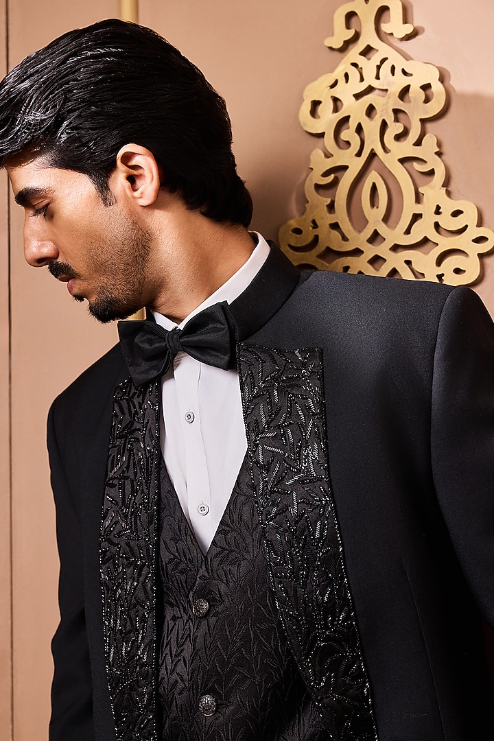 Black Suiting Tuxedo Set by NITIKA GUJRAL MEN at Pernia's Pop Up Shop